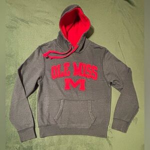 Pressbox Ole Miss Charcoal and Red Hoodie, Size: M. (6004)
